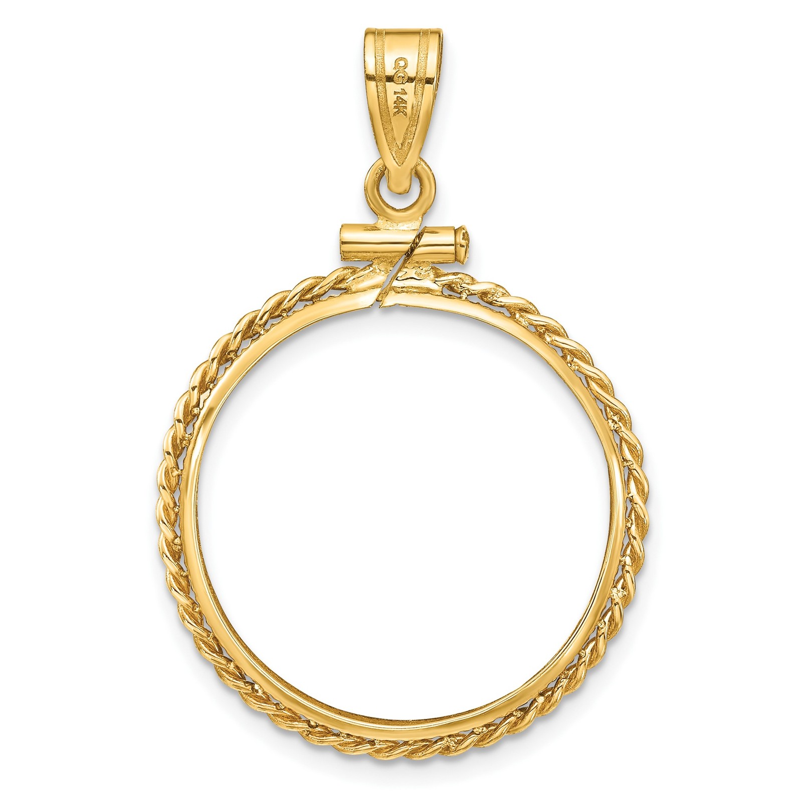 1/4 oz $25 American Eagle Platinum Coin Bezel 22mm Rope 14k Yellow Gold