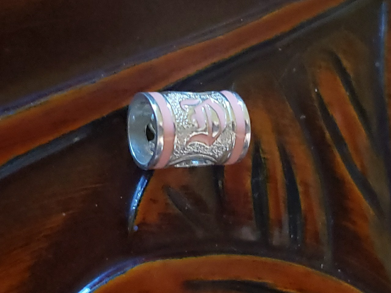 Hawaiian Baby Silver Initial Pendant Enamel 8mm X 6mm Slide Blue Or Pink Letter