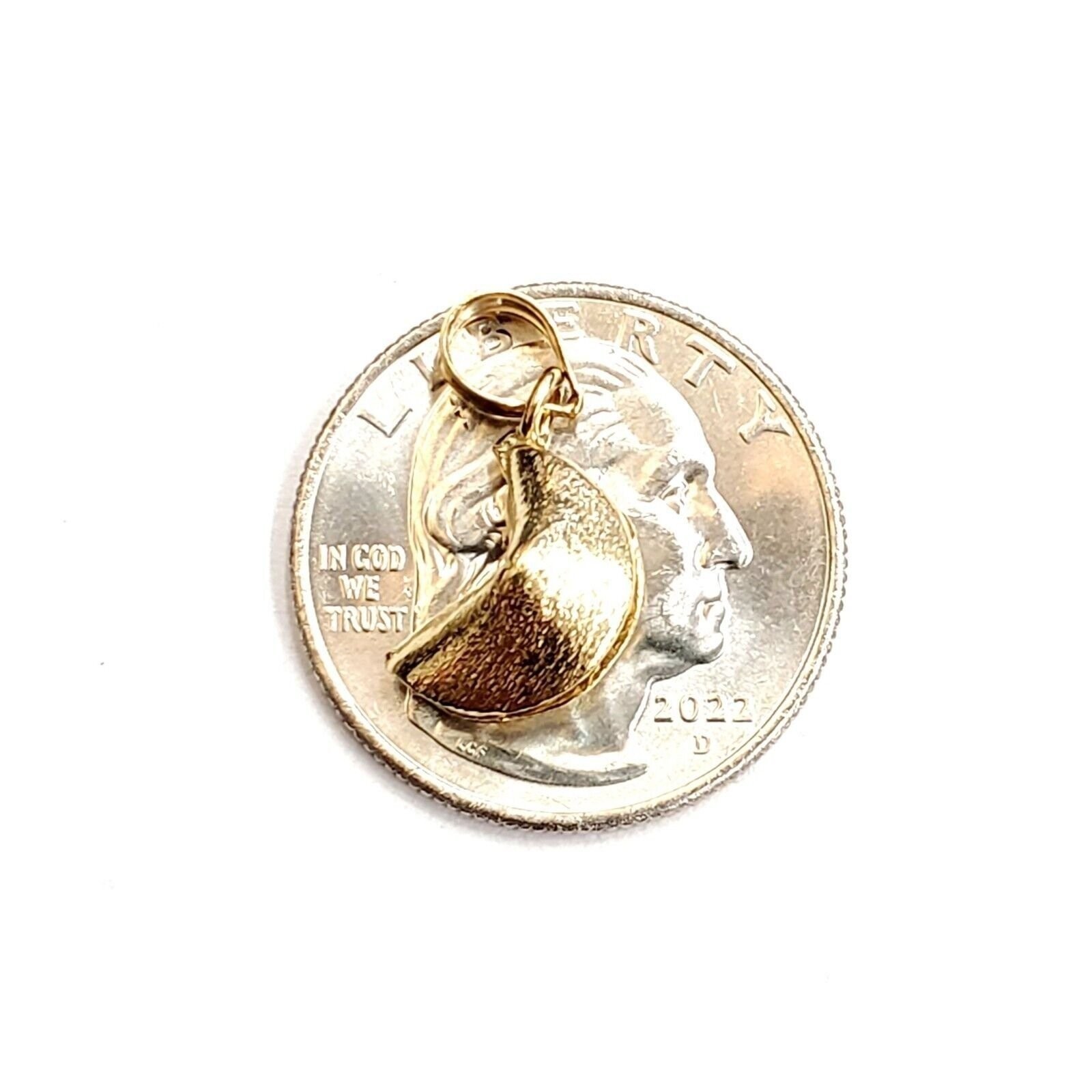 14k yellow gold Fortune cookie pendant lucky charm gift for her fine jewelry 2g