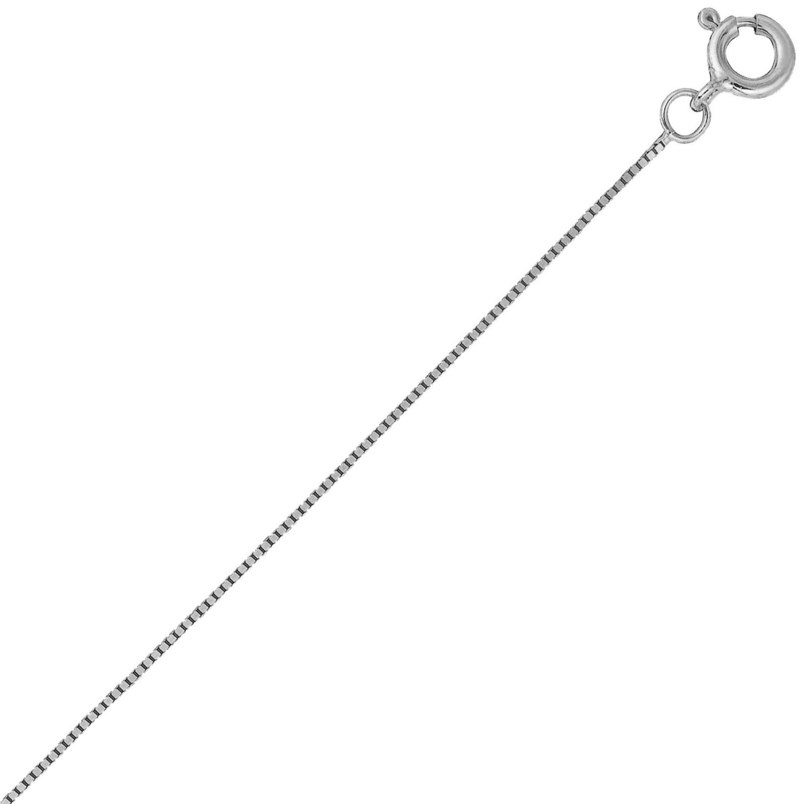 14K Solid White Gold 0.45 mm Box Chain with Spring Ring Clasp 16″ 18″ 20″