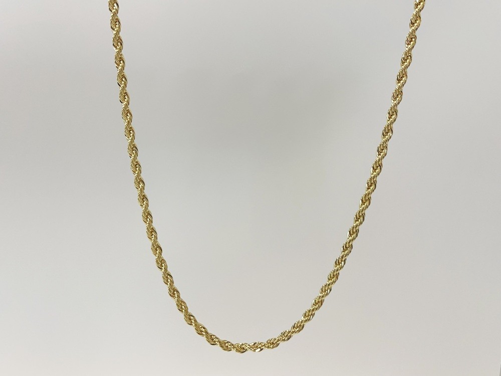 10K Yellow Gold SOLID Rope Chain Necklace Diamond Cut Real Gold 4mm 20inch
