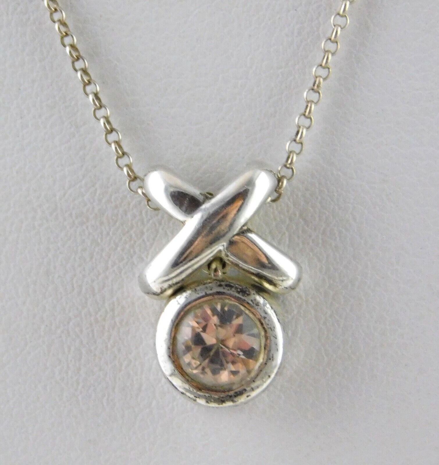 CNA Sterling Silver XO Hugs and Kisses Pendant Necklace 18 Inches 3.6g 925