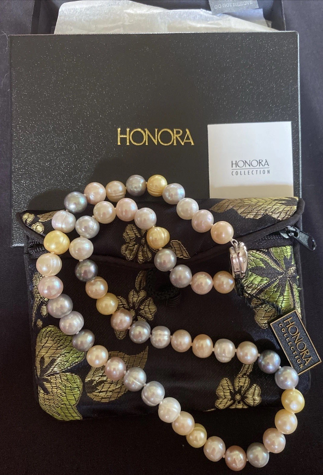 NIB Honora Sterling Silver Ming Spring Colors Cultured Pearl Strand Necklace 18”