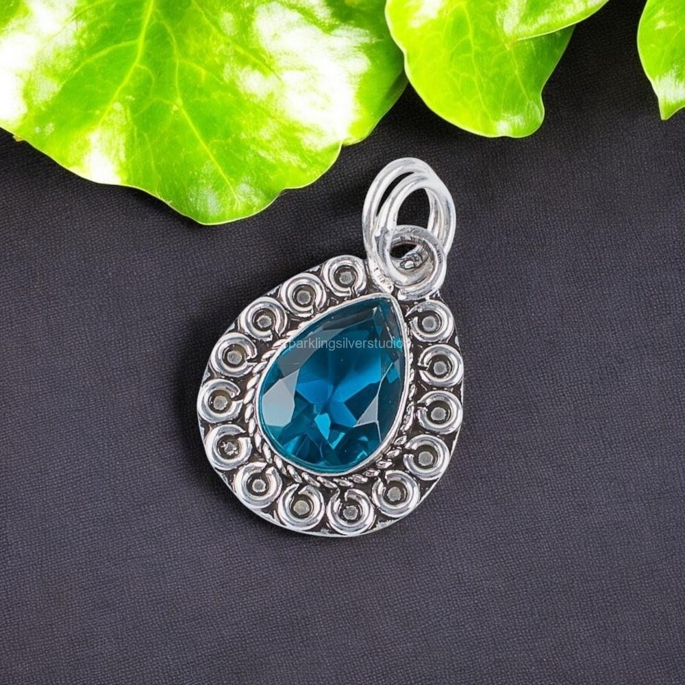 Apatite Gemstone Jewelry 925 Silver Handmade Dainty Pendant 1.02″ For Girlfriend