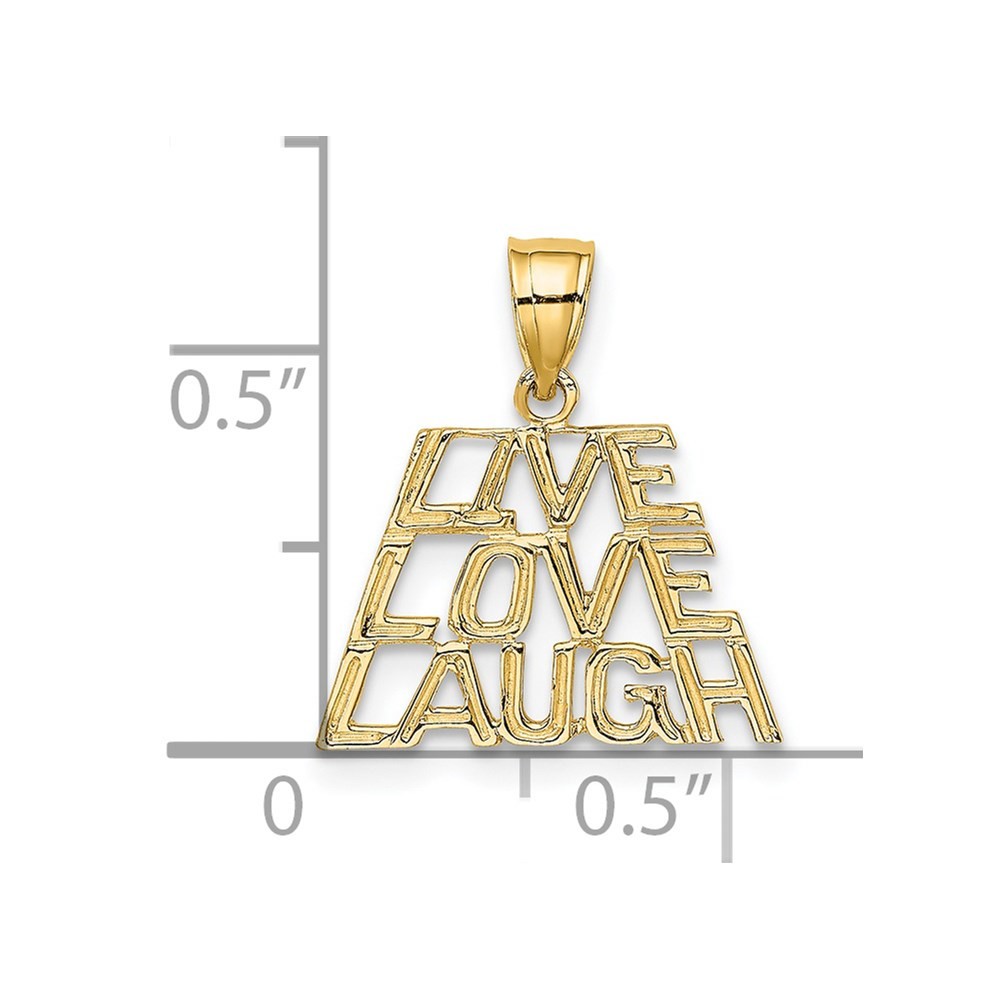14k Yellow Gold LIVE LAUGH LOVE Charm Pendant 0.75gm L-0.44 in,W-0.64 in