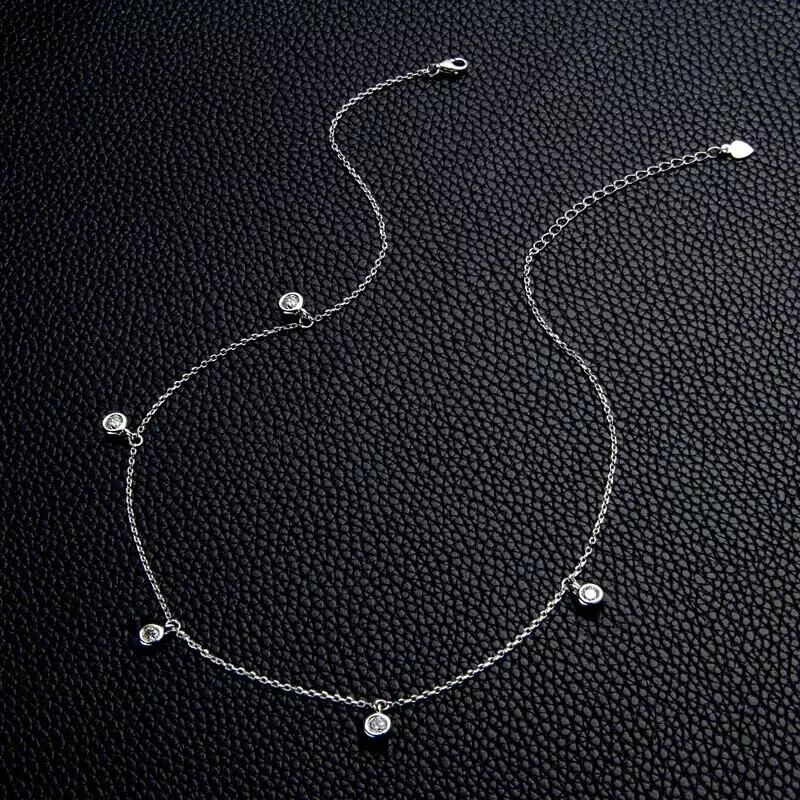 3.00 Ct Round Cut Real Moissanite Women’s Necklace 14k White Gold Plated