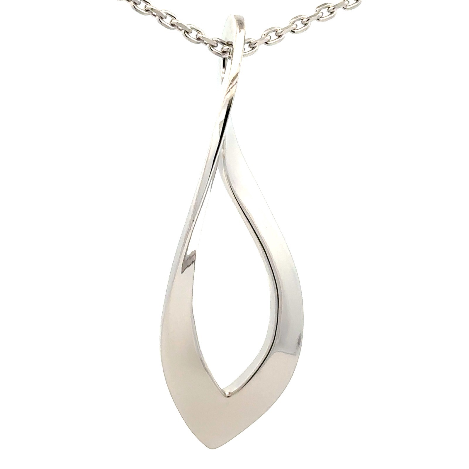 ELLE Sterling Silver Freeform Necklace (1 x 2 3/4 inch) Chain 24 Inch