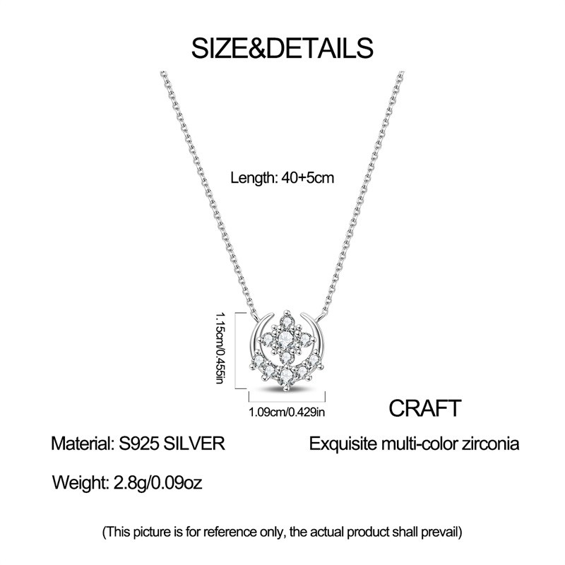 KUNSIR Sterling Silver Moon Crescent Pendant Necklace For Women Jewelry Gifts