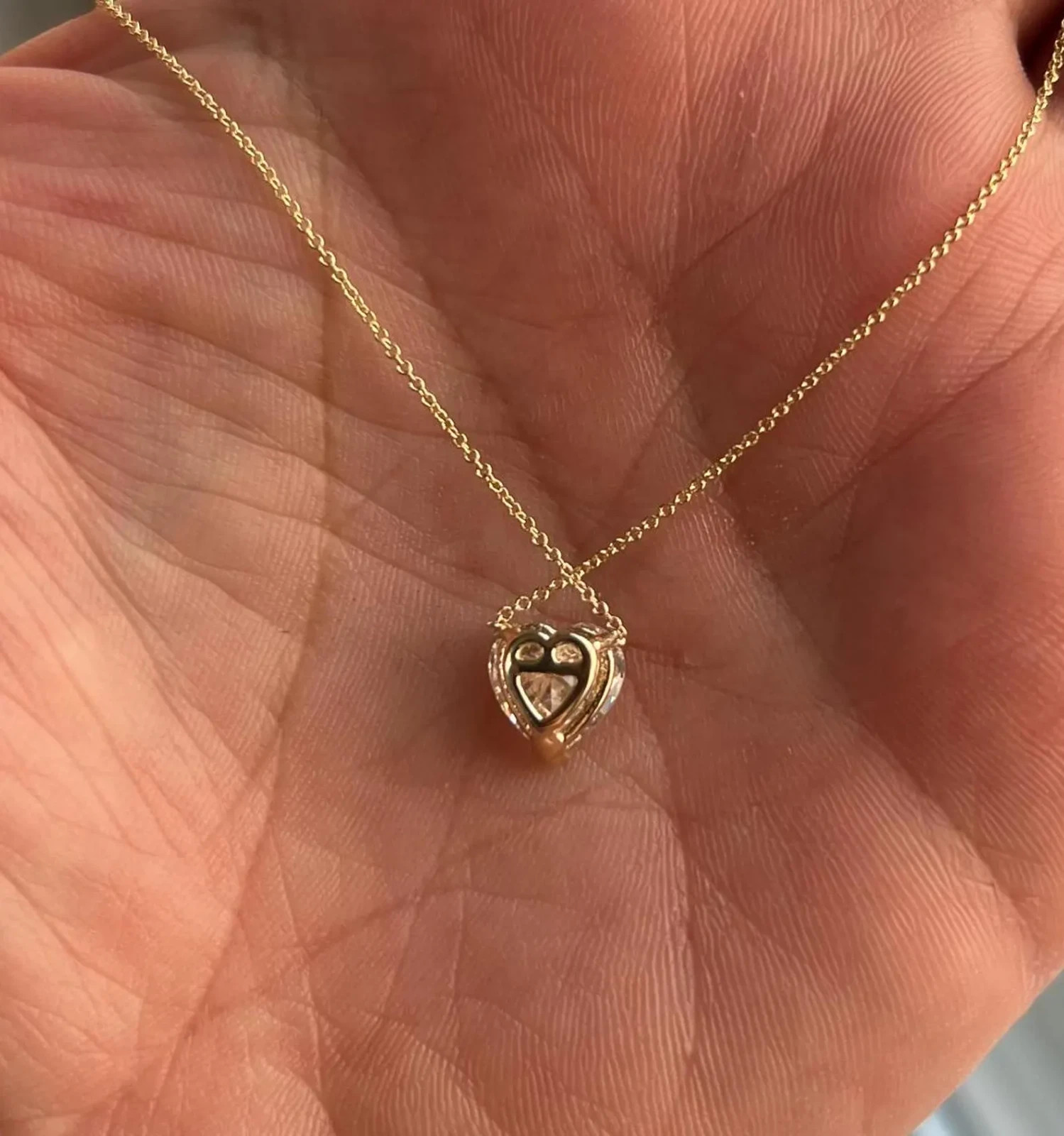 3Ct Heart-Cut EF/VS1 Lab Grown Diamond Prong Necklace& Pendant 14k Yellow Gold