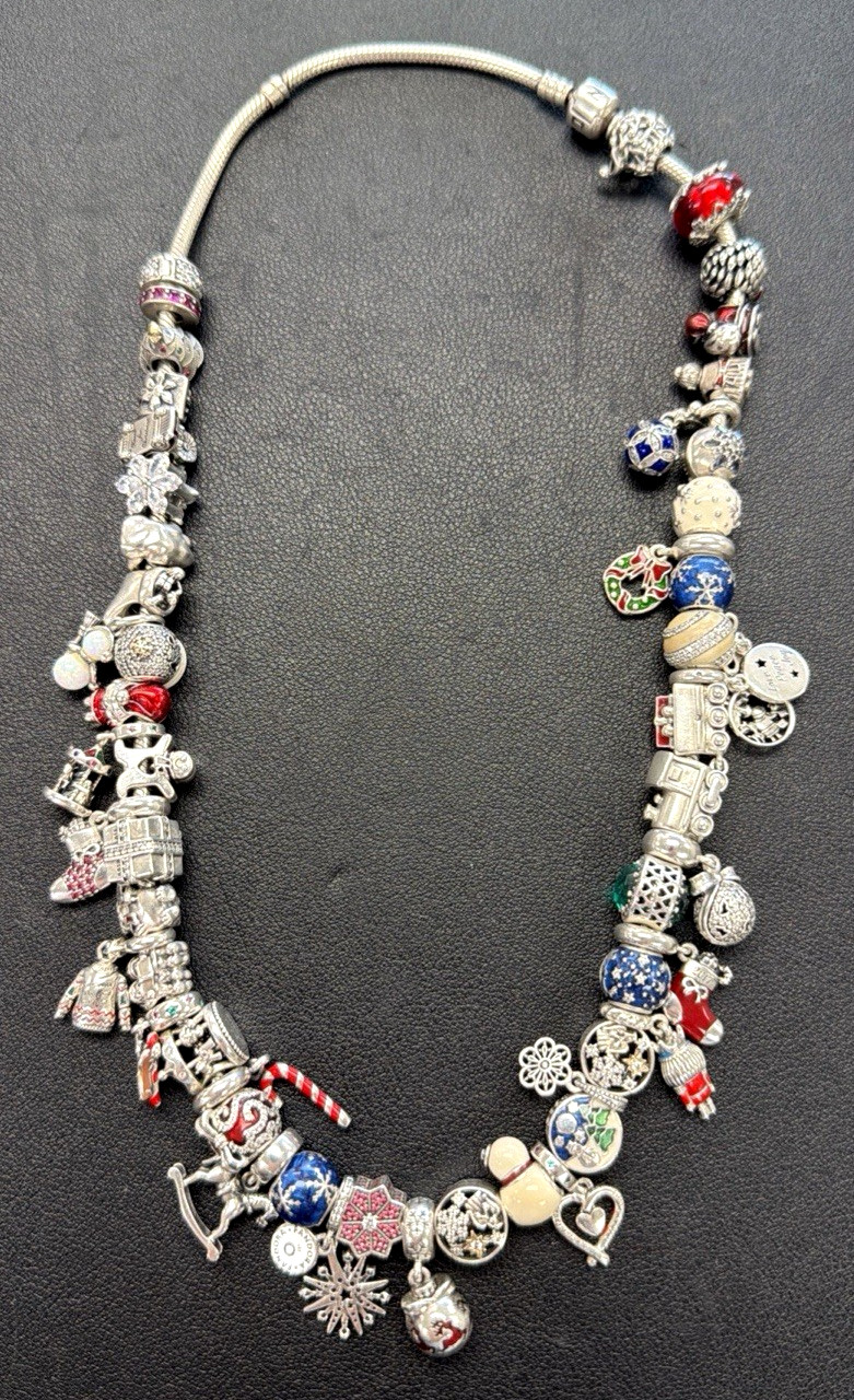 PANDORA ALE 925 Sterling Silver With 52! ALE Charms Necklace! OVER 200 Grams!!