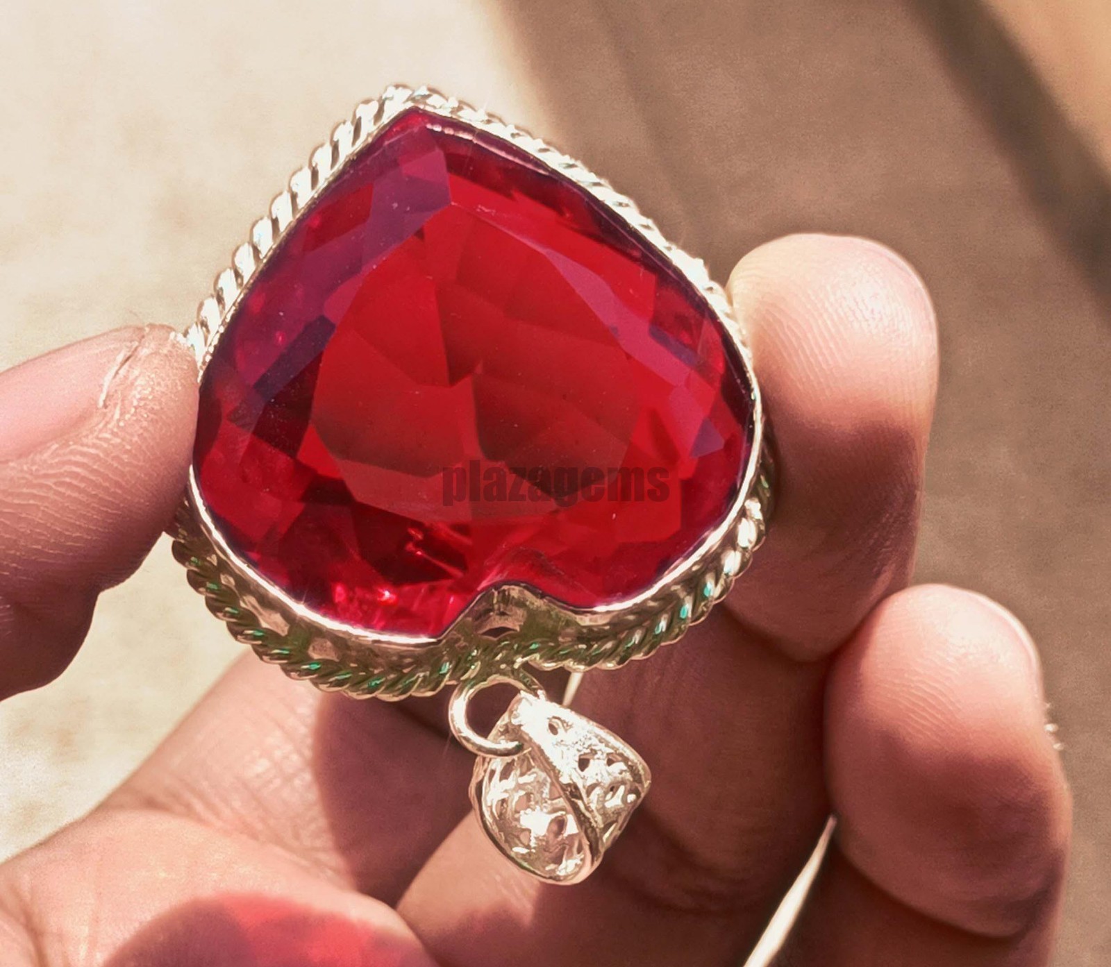 90 Ct Natural Blood Red Mozambique Ruby Pendant Flawless CERTIFIED