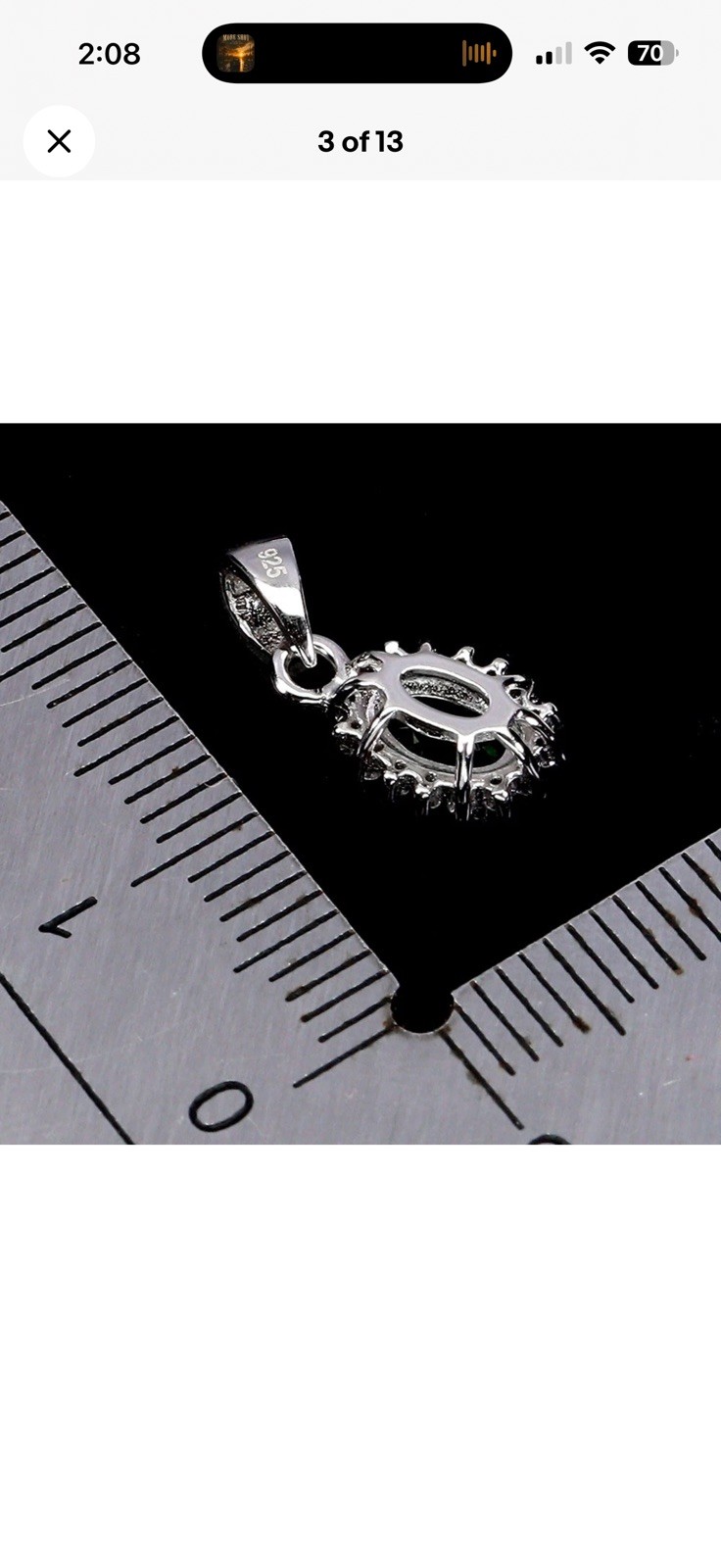 Stunning Natural Chrome Diopside w/Halo Pendant Necklace 925 Sterling Silver 18”