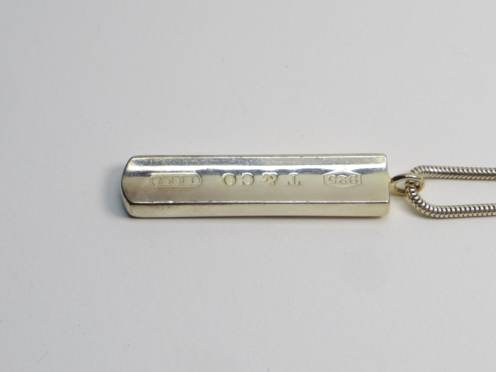 TIFFANY & Co. 1837 Bar Plate Pendant Necklace Chain Silver SV925 excellent