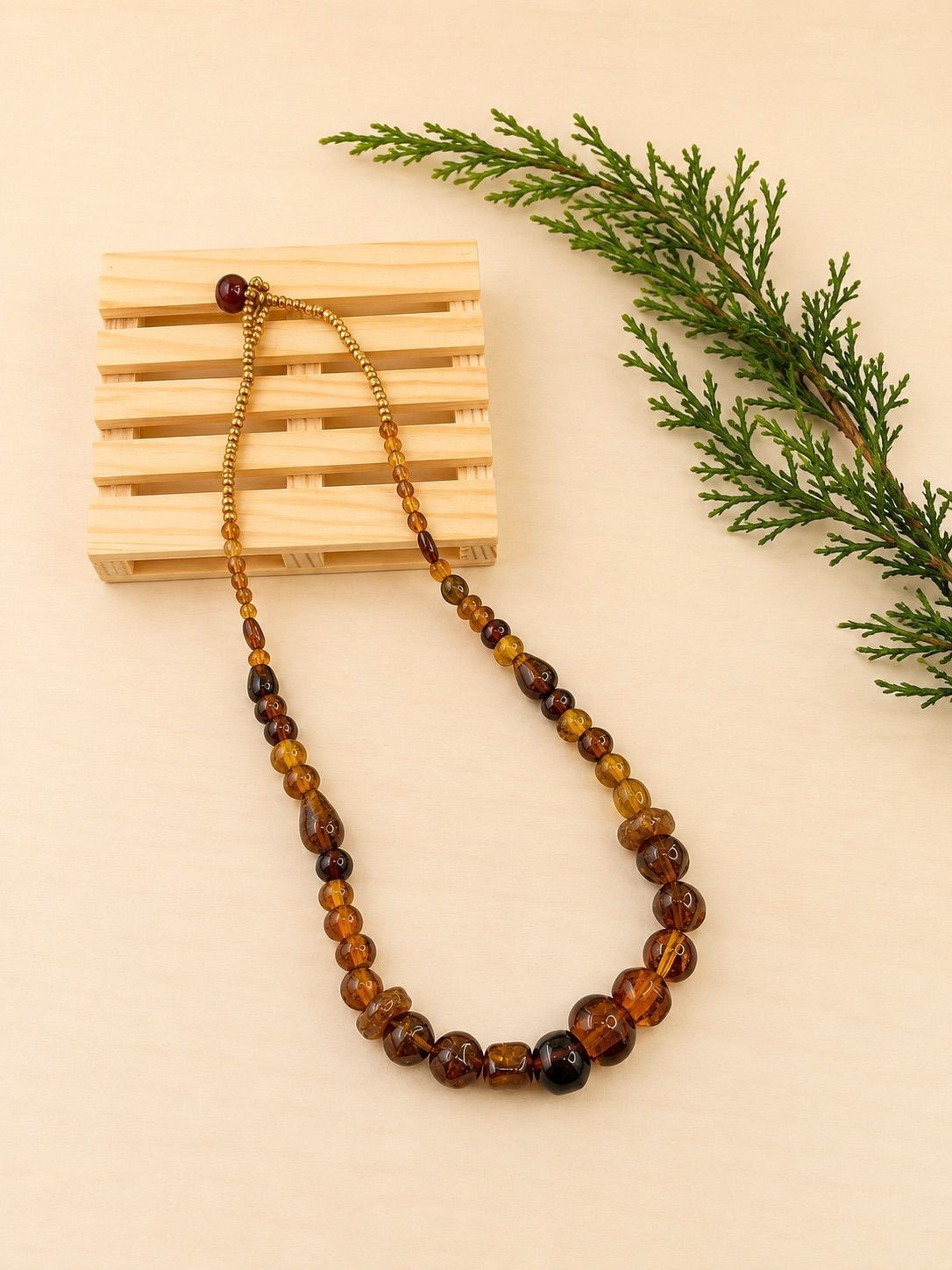 Boho Necklace Featuring Brown Glass Beads in Various Shapes – Folden Handmade