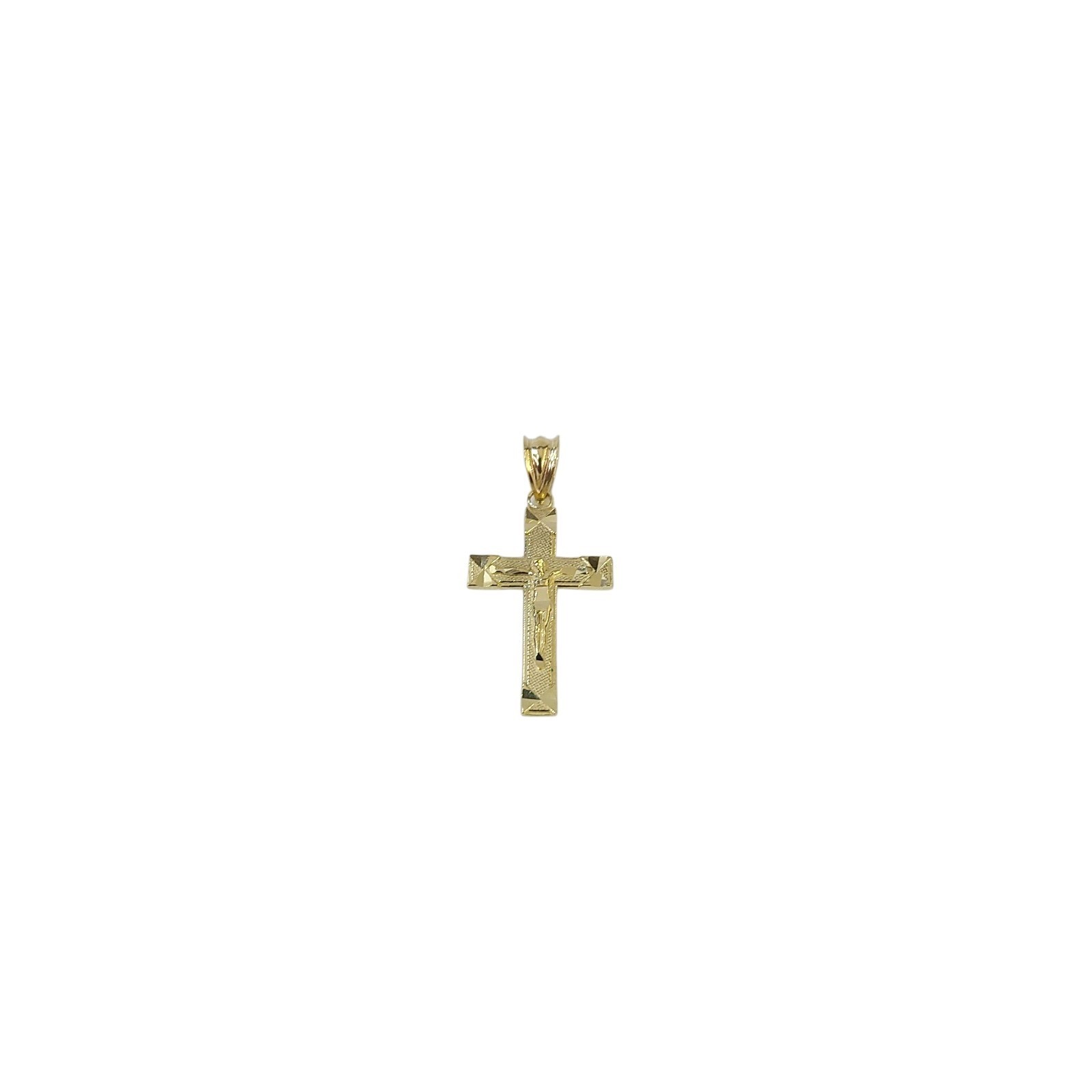 10K Yellow Gold Religious Crucifix Cross Pendant Charm Unisex 1.25″