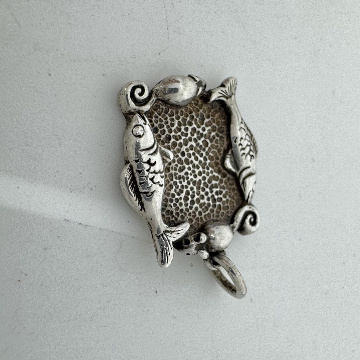 Fish Mouse Kitty Cat Pet Photo Frame Locket Picture Holder Pendant Sterling VTG