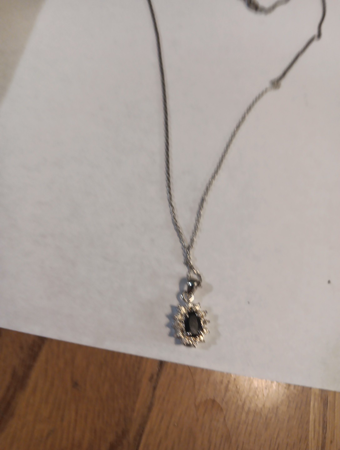 sterling silver necklace With Dark Stone. Marked .925. Unbranded