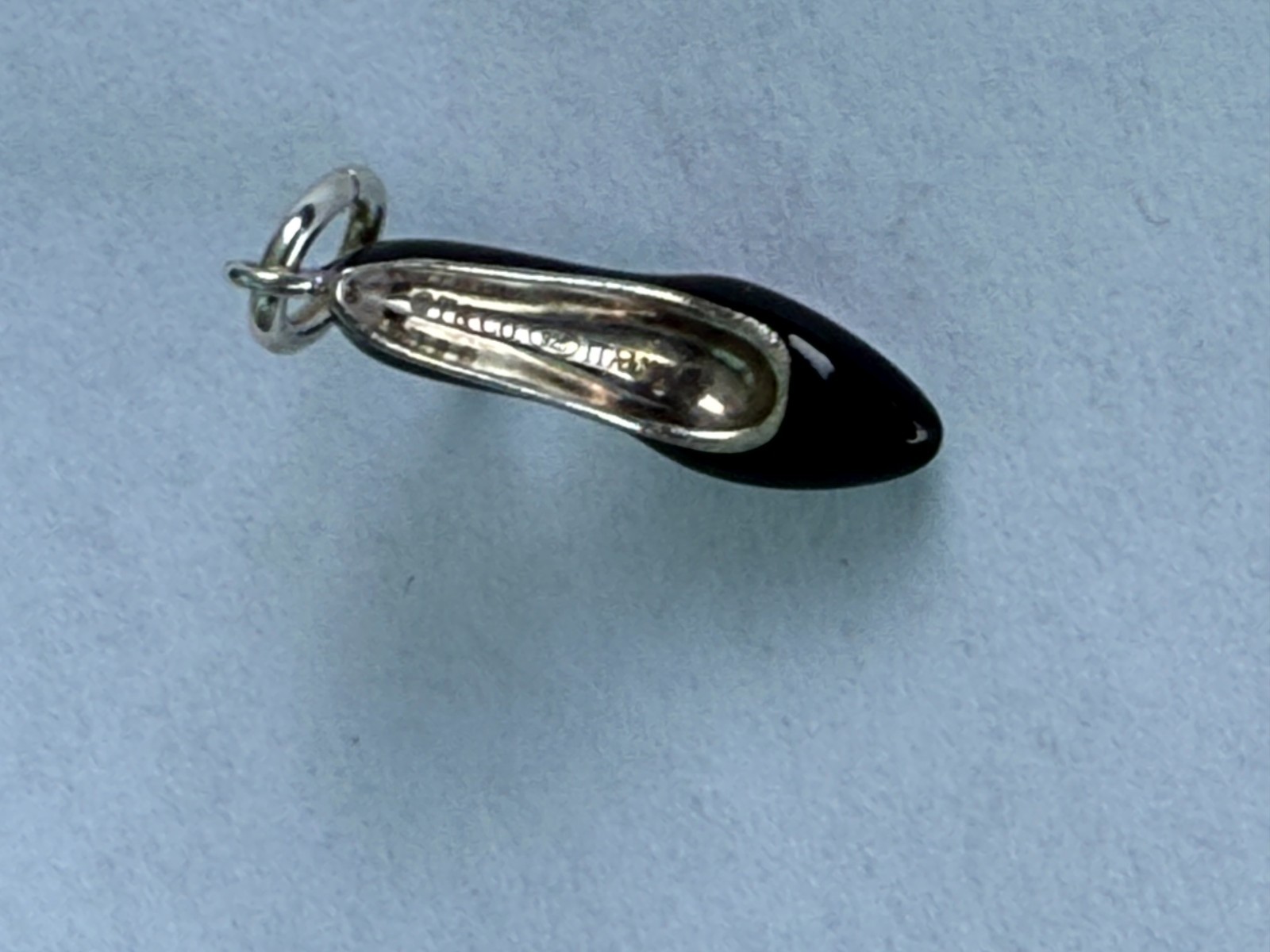 Tffany & Co. Stilleto Heel Shoe Blue Enamel Pendant Charm Sterling Silver