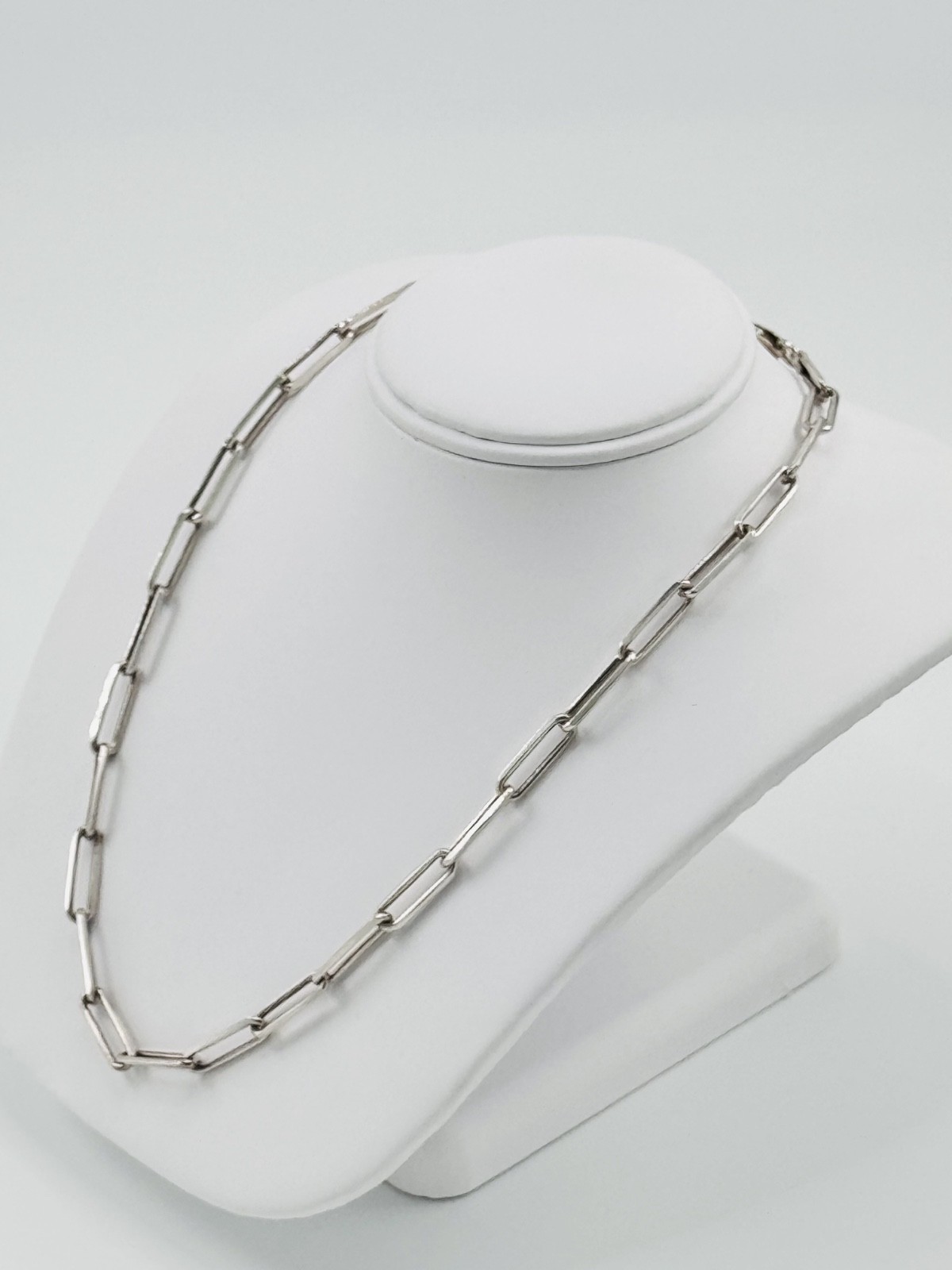 Sterling Silver Paperclip Chain Necklace 17.5in – 925 Silver ITALY