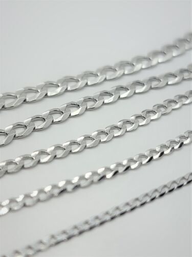 14K White Gold Solid Cuban Curb Link Chain Necklace Bracelet 5mm~6mm 7″~30″