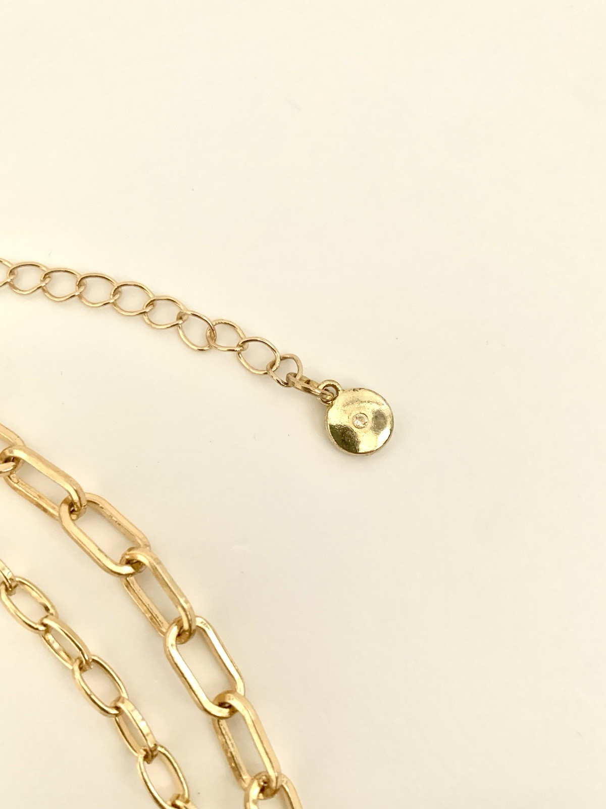 C1946 Gold Tone Double Paper Clip Chain Necklace 21.5” FREE SHIPPING