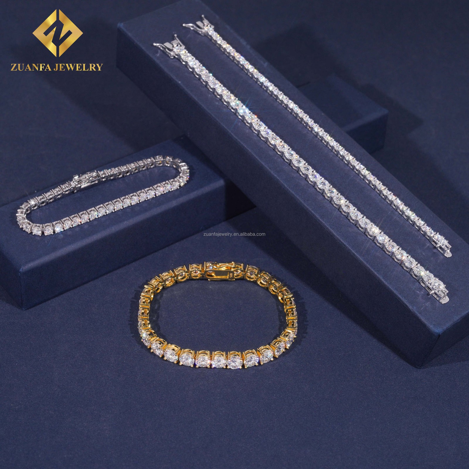 2-6.5mm VVS1 Moissanite Tennis Chain Necklace Men Women 925 Sterling Silver Gift