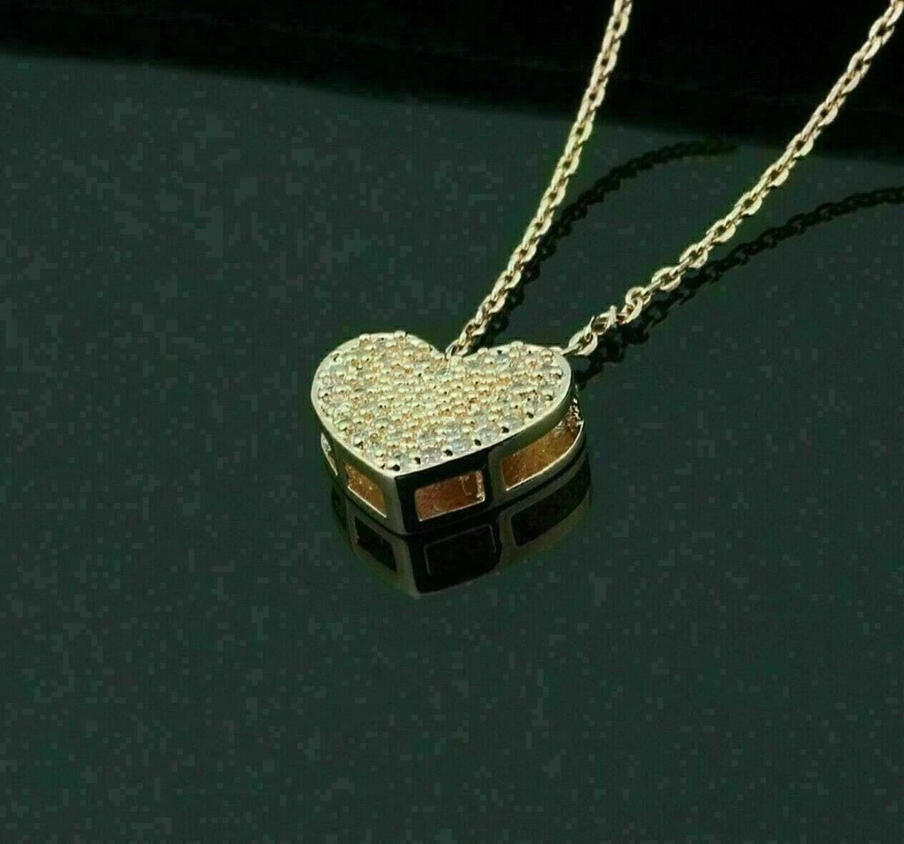 1.20Ct Round Cut VVS1/D Diamond Cluster Heart Pendant 14K Yellow Gold Finish