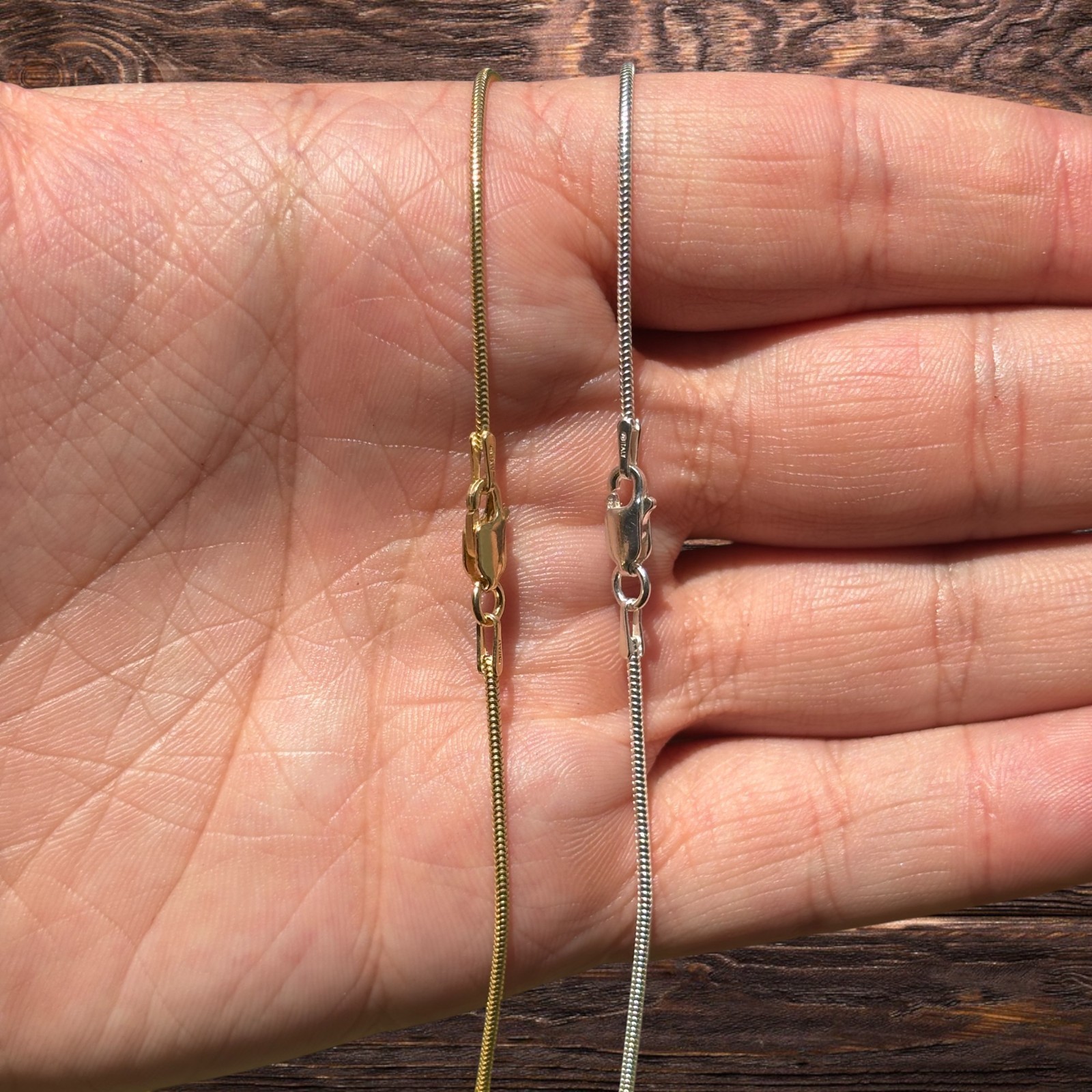 1.5mm Snake Chain Necklace – Real Solid 925 Sterling Silver Or 14k Gold Vermeil