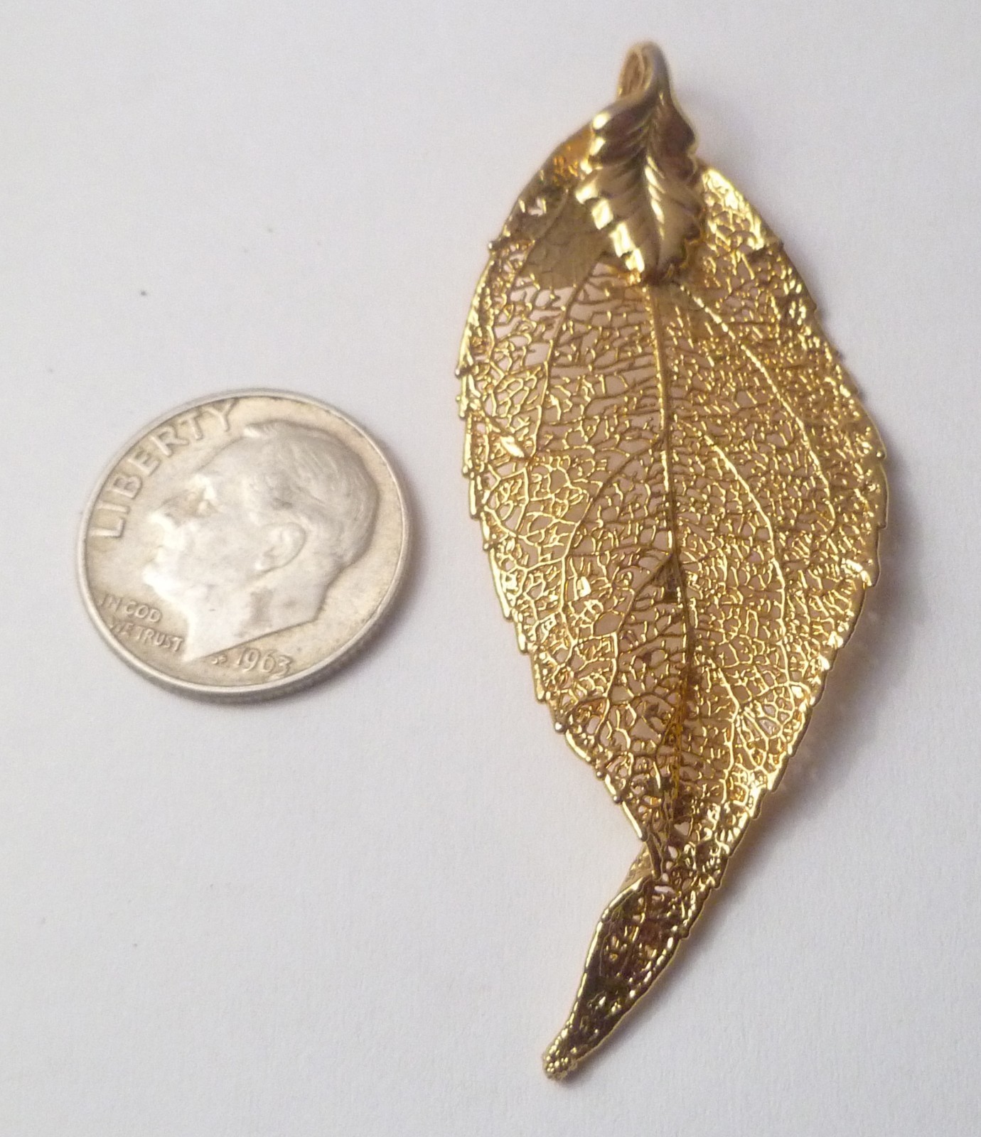 2.25″ Real Elm Leaf Pendant 24k Gold Plated