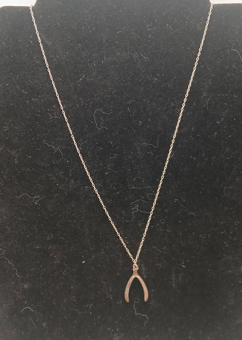 925 Sterling Silver Wishbone Pendant Necklace Lucky Fine Cable Chain Minimalist
