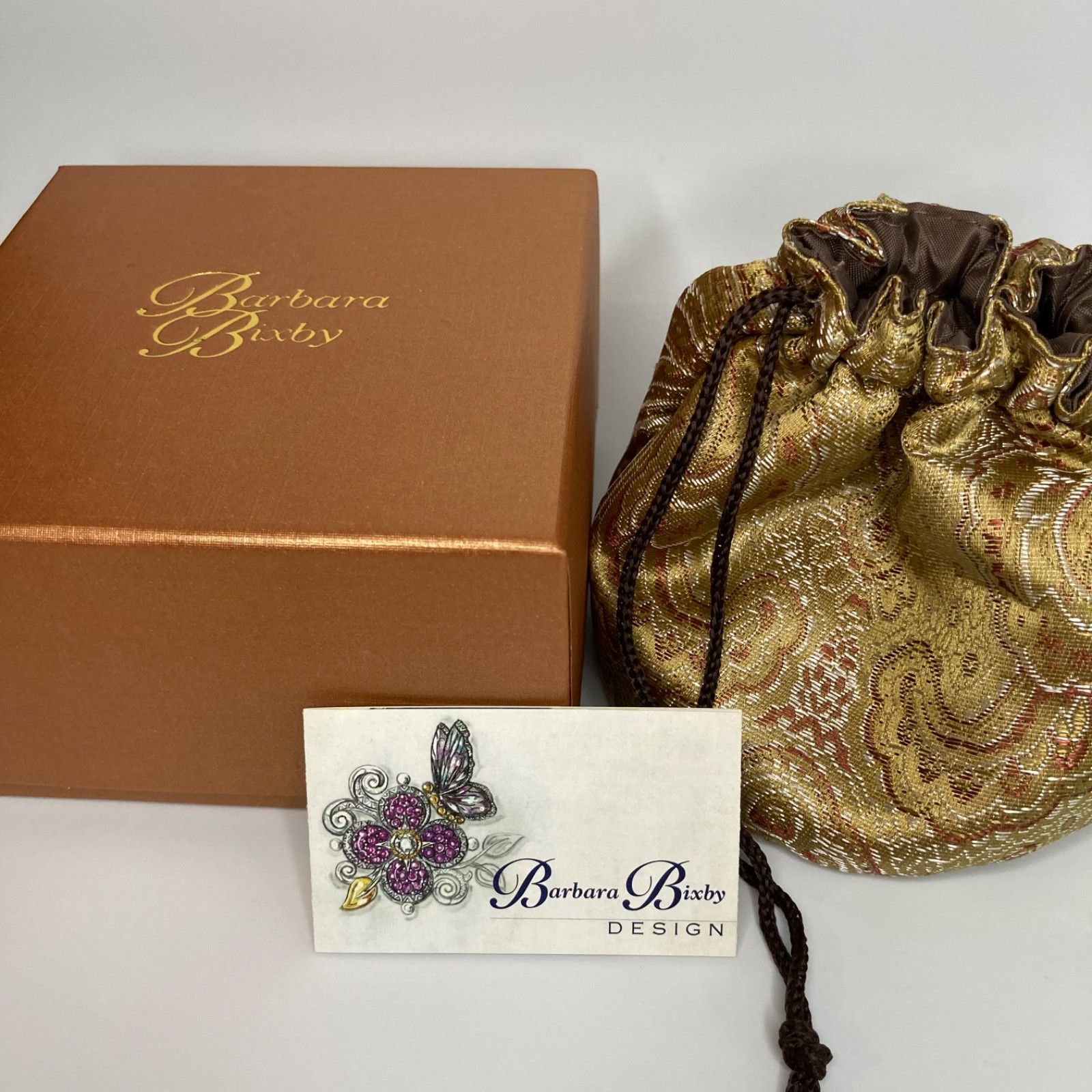 Barbara Bixby Dragon Key Enhancer Pendant Gemstones 18k Gold Sterling 925 in Box
