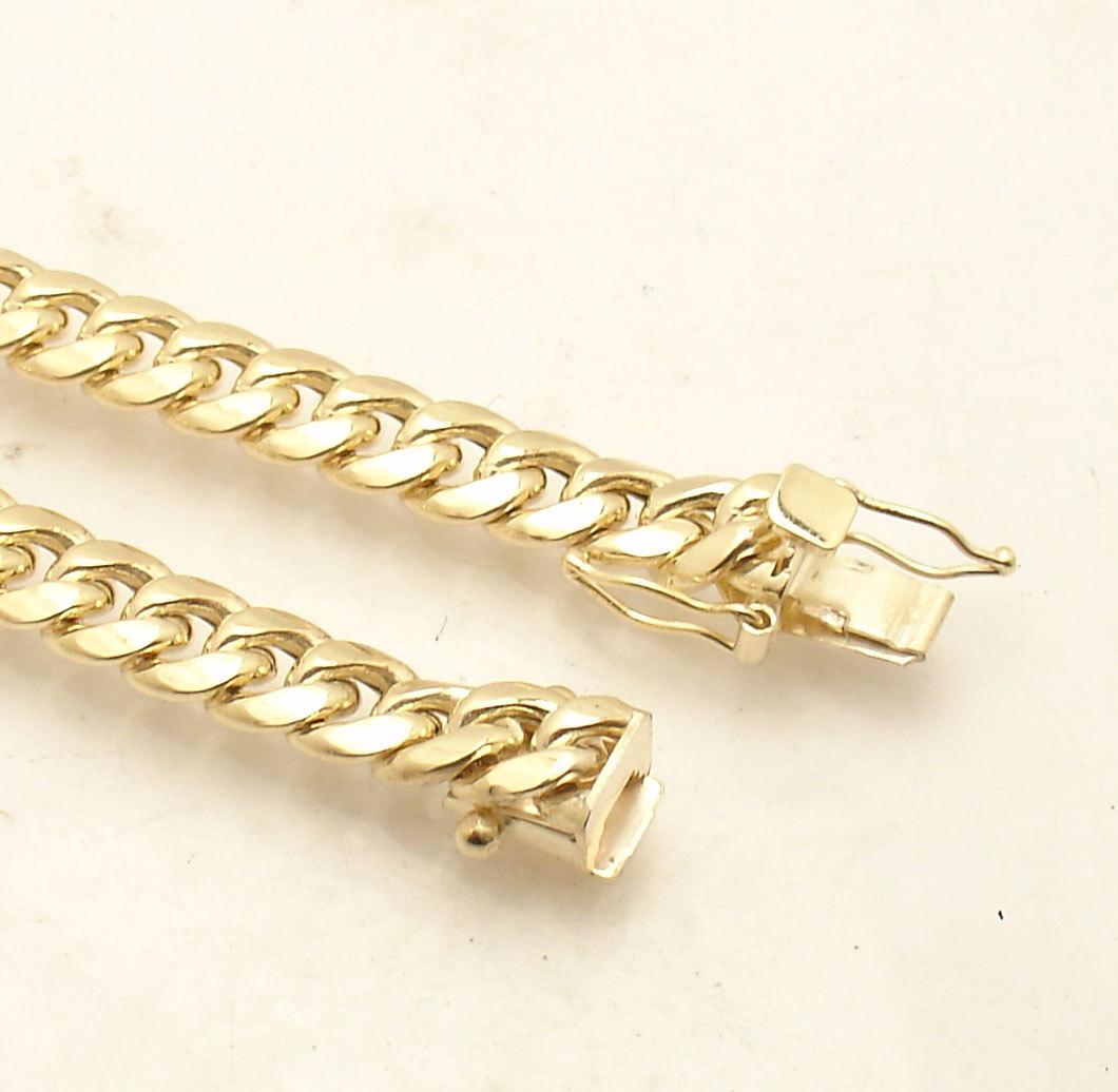 7mm Semi-Solid Tight Cuban Chain Necklace Box Clasp Lock Real 10K Yellow Gold