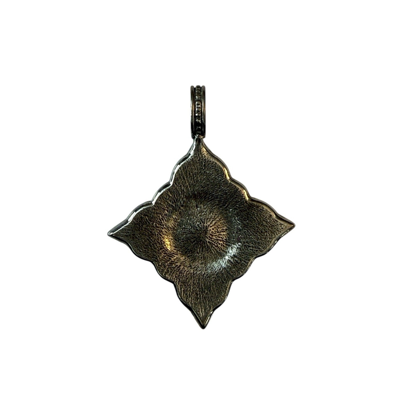 Sterling Silver Marcasite Crystal Pendant Black Antiquing Diamond Shaped