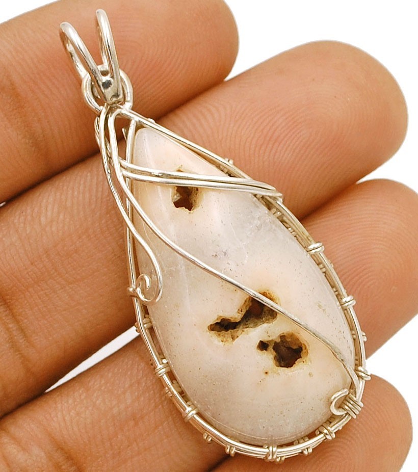 Natural Solar Quartz Eye 925 Solid Sterling Silver Pendant
