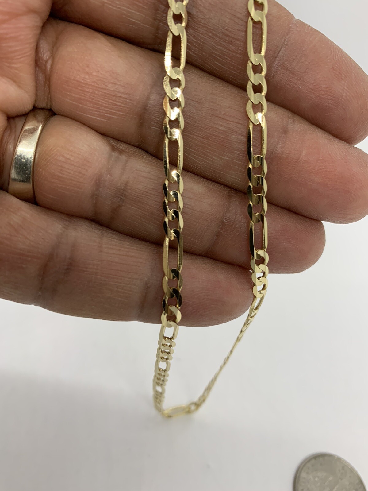 14K Solid Gold Figaro Link Chain Necklace Men”s Women’s 4mm 18″-26″