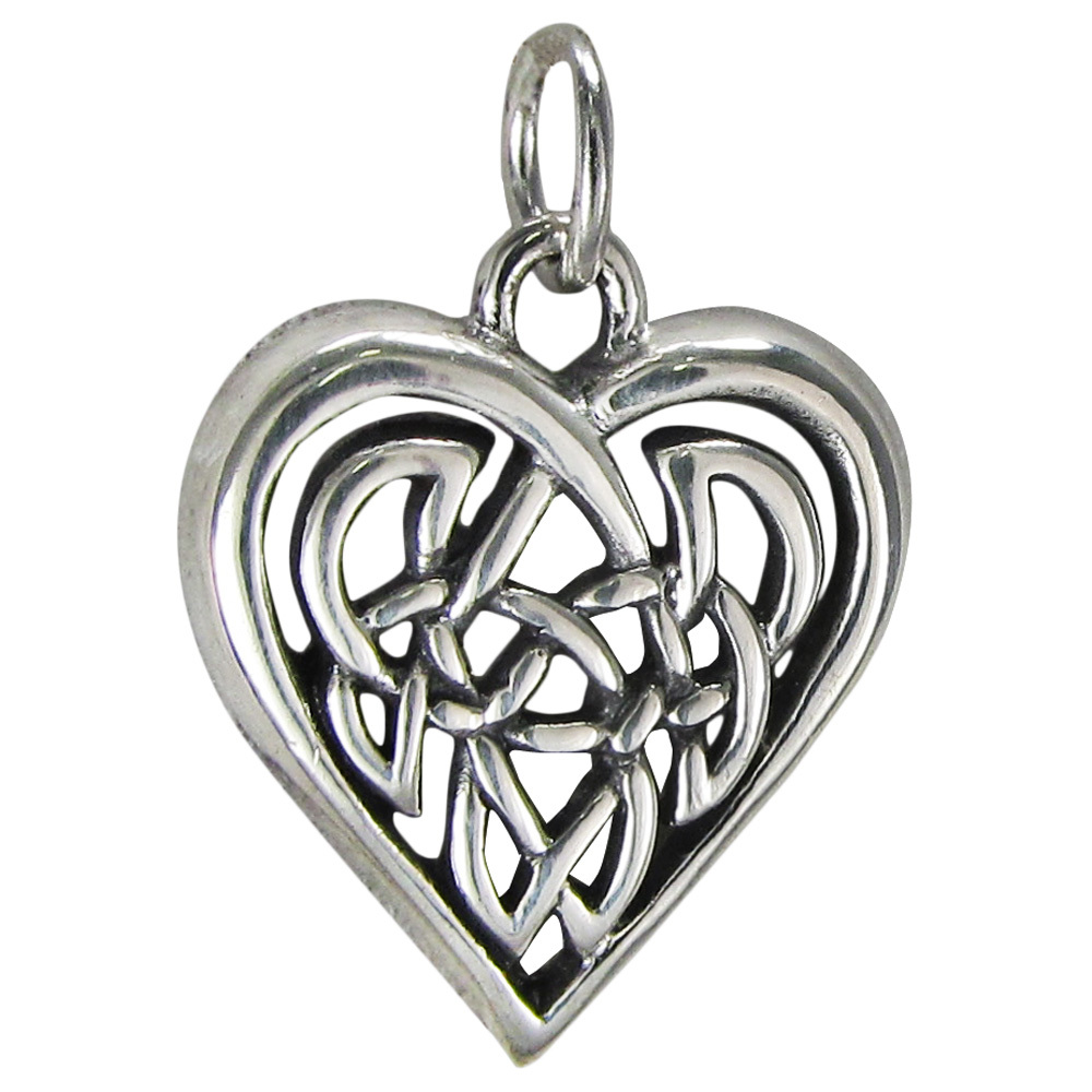 Sterling Silver Celtic Love Knot Heart Charm Pendant – Irish Knotwork Jewelry