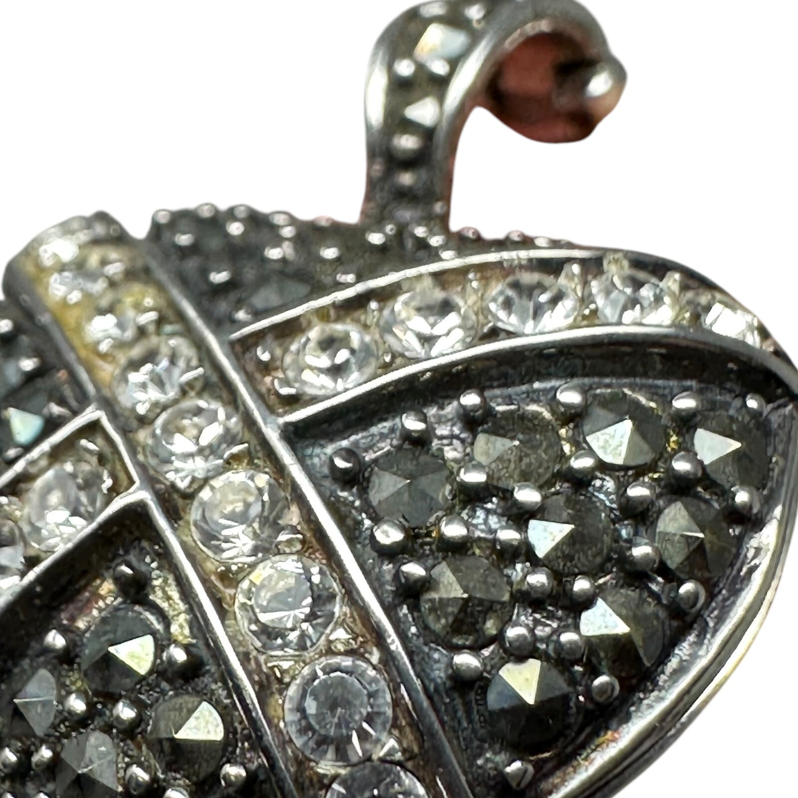 925 Marcasite Heart Enhancer Locket Sterling Silver CZ Pendant Thailand 8.48 g