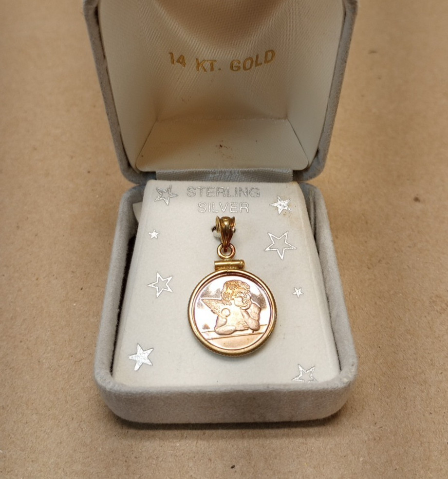 Vintage .925 Sterling Silver Solid Polished Angel Figure Pendant and Gold Plate