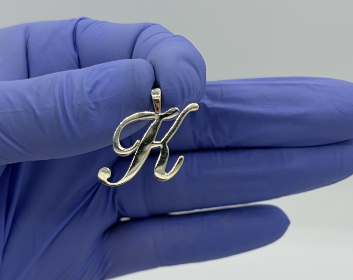 Lot of 5 Sterling Silver 925 Script Initial Letter Pendant A E K M X Charms 8.1g