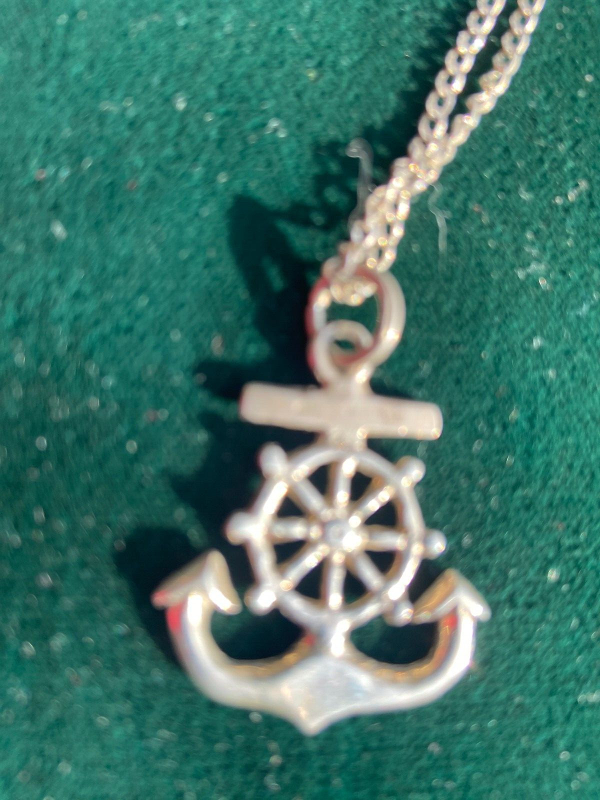 925 Italian Sterling Silver Anchor Helm Pendant 30” Chain Captain Pendant 9 gms