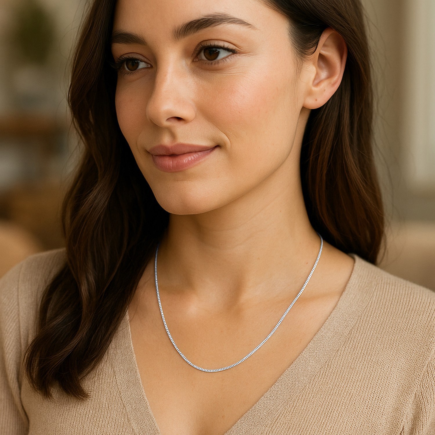 14k White Gold Classic Box Chain (0.45 mm)