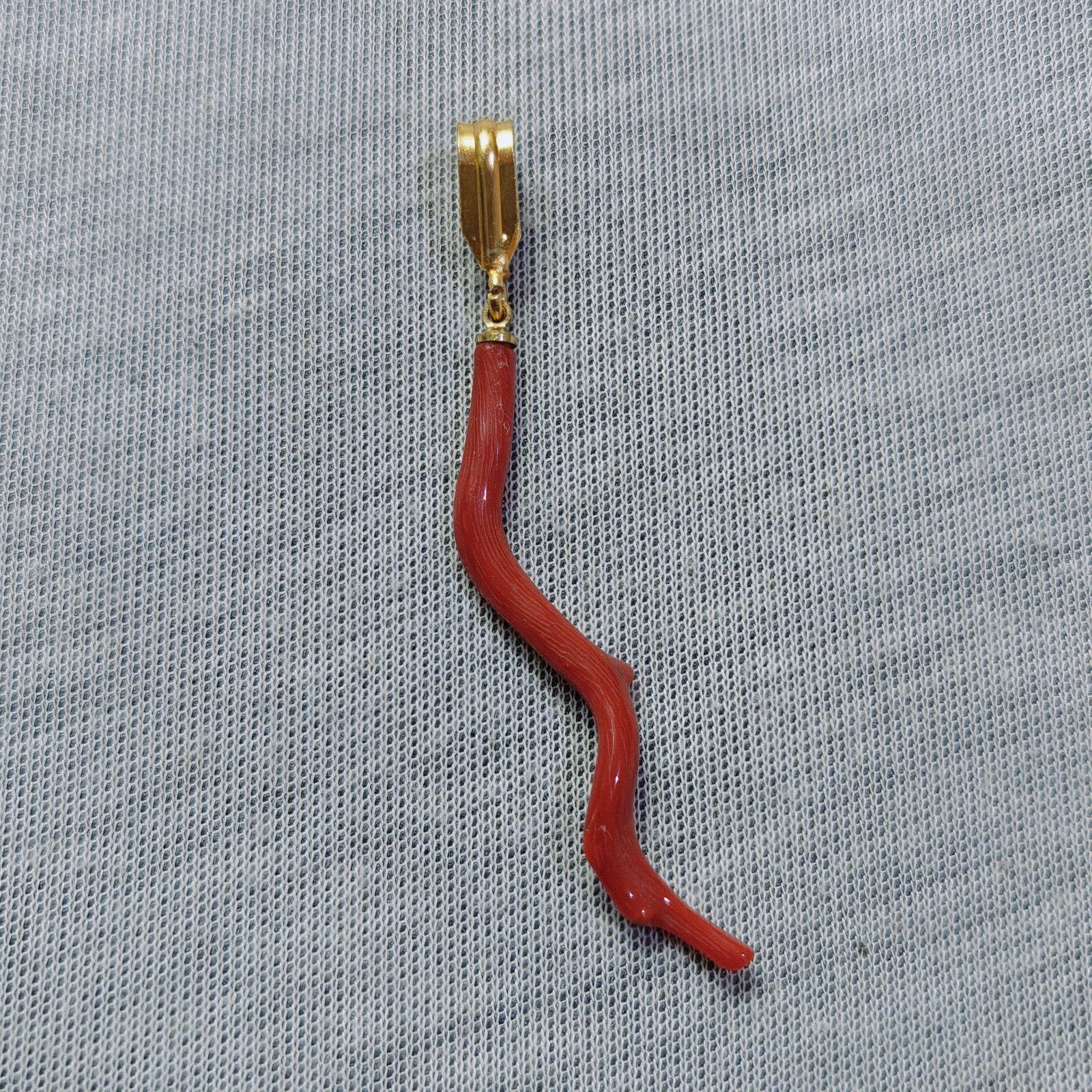 Natural Red Coral Brass Pendent vintage Red Coral Gold Plated Pendant