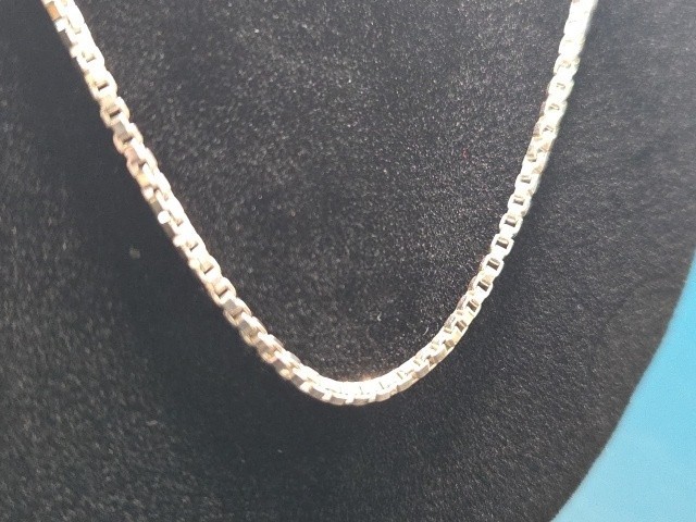 Sterling Silver 925 AGI 30 Inch Square Box Cain Necklace Magnetic Closure