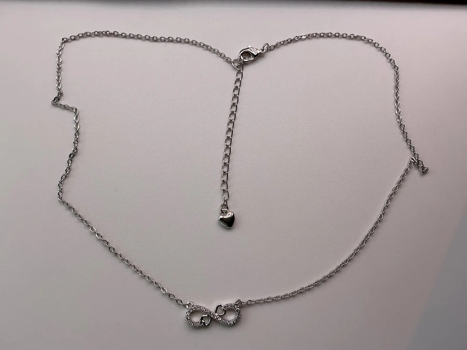 Infinity Heart Necklace: Sterling Silver, 18 inches