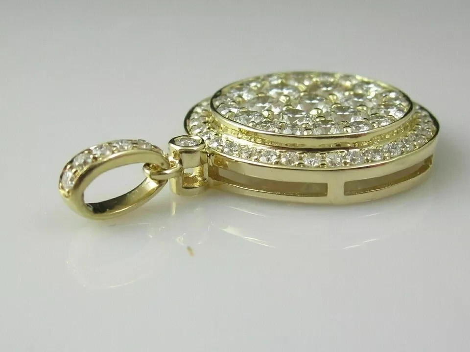Cluster Pendant 2.50Ct Round Cut Moissanite 14K Yellow Gold Plated Free Chain