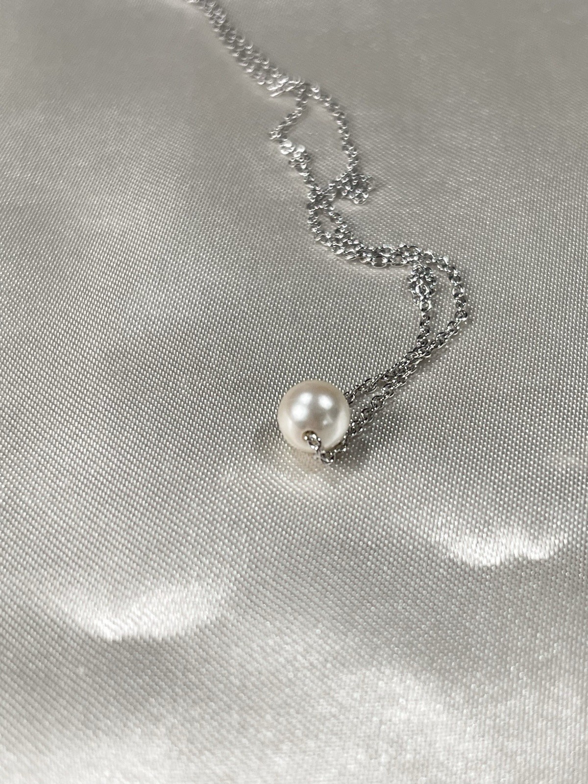 Authentic TASAKI 6mm Akoya Pearl Necklace Silver Chain Japan Minimalist
