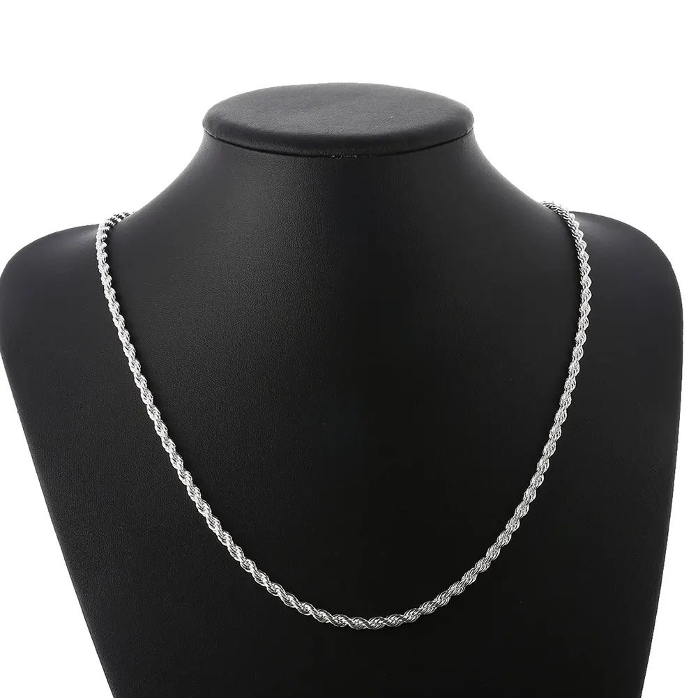 NEW 925 Sterling Silver Italian Rope Chain Men’s Necklace 4mm
