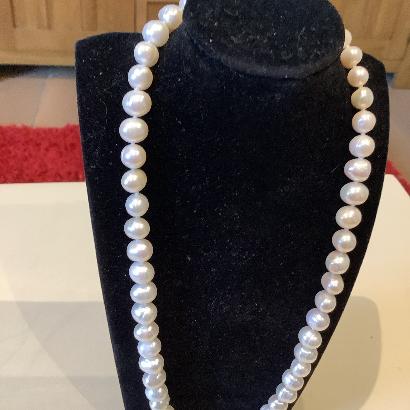 Pearl Necklace Real Baroque Cultured Freshwater Pearls 925 Silver Rose Clasp