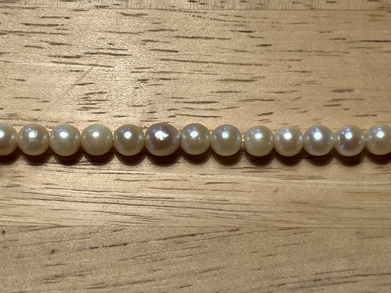 Genuine pearl, 13 inch necklace, 14k white gold clasp, 6 – 7 mm pearls