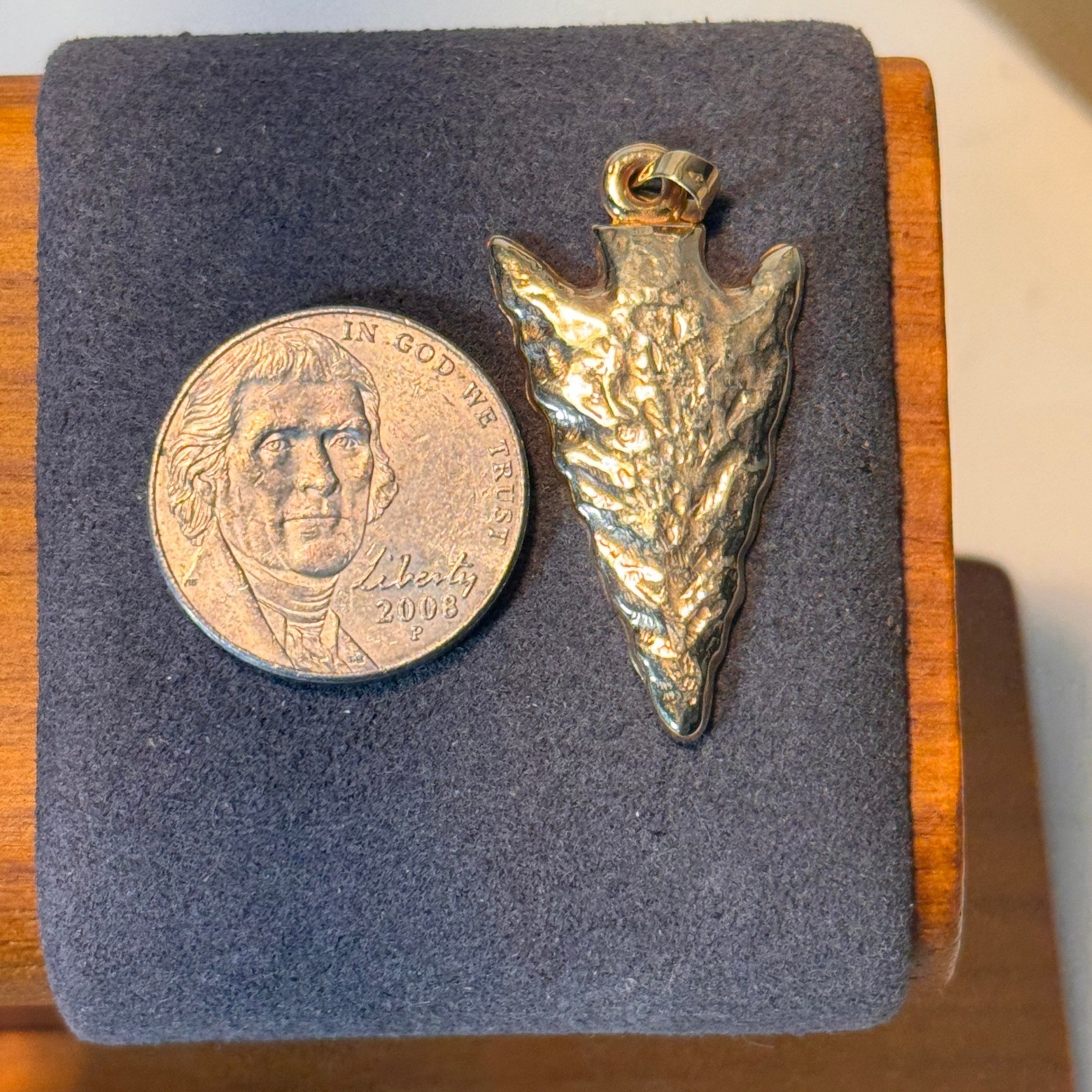 Vintage Arrowhead Pendant 14k Yellow Gold Excellent Textured